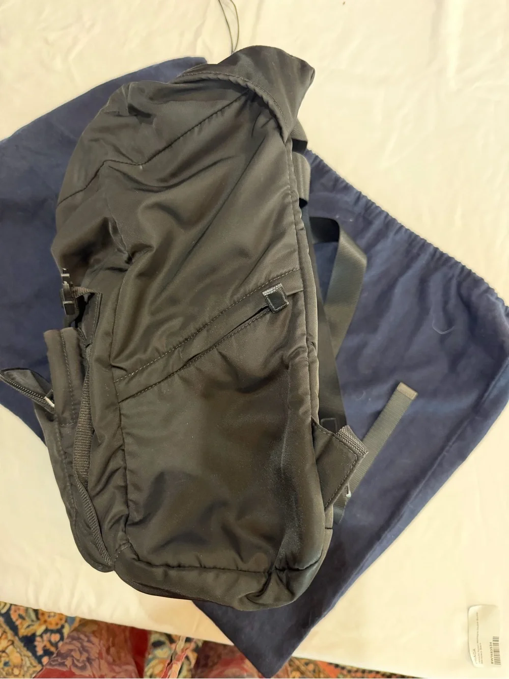 Prada Black Tessuto Nylon Montagna Double Buckle Backpack